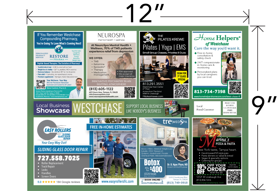 WESTCHASE Local Business Showcase 9x12 jumbo postcard